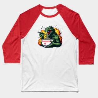 Giant Monster Ramen Bowl Tee - Fun Urban Fantasy Graphic Baseball T-Shirt